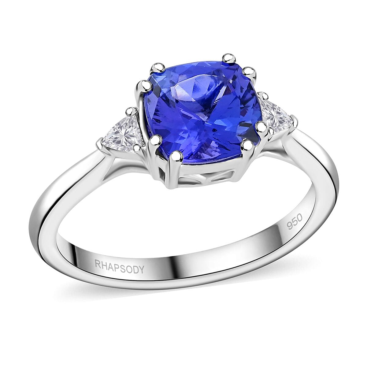 shop lc Certified & Appraised Rhapsody AAAA Tanzanite and E-F VS Diamond 2.60 ctw Ring in 950 Platinum 5.60 Grams