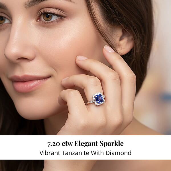 Shop Lc Certified & Appraised Rhapsody AAAA Tanzanite And E-F VS Diamond 4.00 Ctw Ring In 950 Platinum 7.20 Grams
