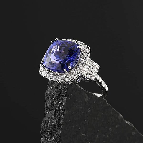 Shop Lc Certified & Appraised Rhapsody AAAA Tanzanite And E-F VS Diamond 7.75 Ctw Ring In 950 Platinum 9.24 Grams