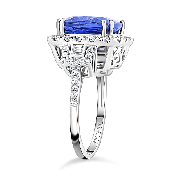 Shop Lc Certified & Appraised Rhapsody AAAA Tanzanite And E-F VS Diamond 7.75 Ctw Ring In 950 Platinum 9.24 Grams