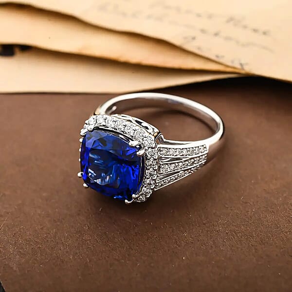 Shop Lc Certified & Appraised Rhapsody AAAA Tanzanite And E-F VS Diamond 5.65 Ctw Ring In 950 Platinum 8.75 Grams