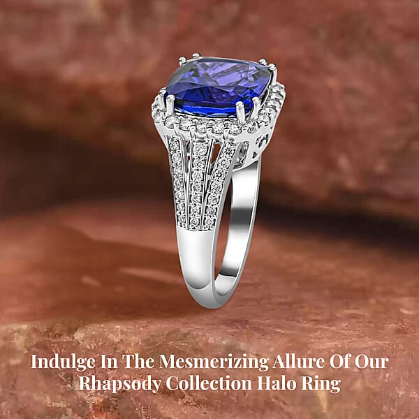Shop Lc Certified & Appraised Rhapsody AAAA Tanzanite And E-F VS Diamond 5.65 Ctw Ring In 950 Platinum 8.75 Grams