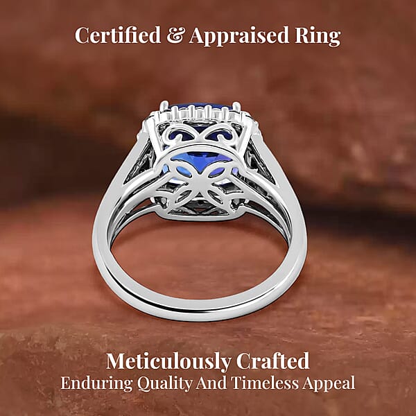 Shop Lc Certified & Appraised Rhapsody AAAA Tanzanite And E-F VS Diamond 5.65 Ctw Ring In 950 Platinum 8.75 Grams