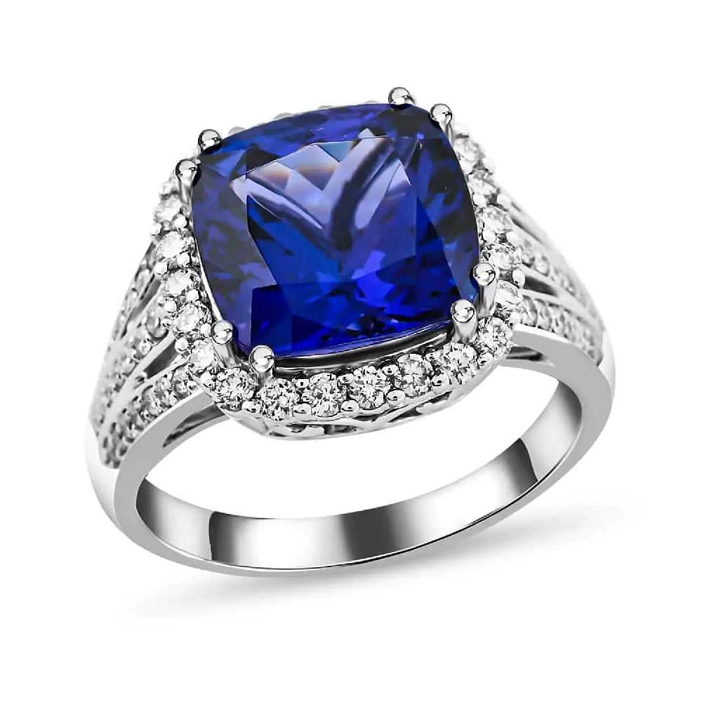 shop lc Certified & Appraised Rhapsody AAAA Tanzanite and E-F VS Diamond 5.65 ctw Ring in 950 Platinum 8.75 Grams