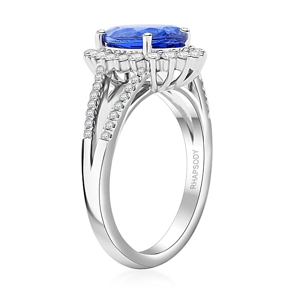 Shop Lc Certified & Appraised Rhapsody AAAA Tanzanite And E-F VS Diamond 2.70 Ctw Ring In 950 Platinum 6.75 Grams