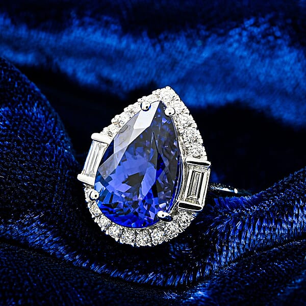 Shop Lc Certified & Appraised Rhapsody AAAA Tanzanite And E-F VS Diamond 4.80 Ctw Ring In 950 Platinum 8.35 Grams