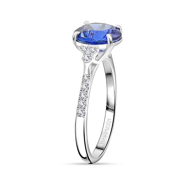 Shop Lc Certified & Appraised Rhapsody AAAA Tanzanite And E-F VS Diamond 2.80 Ctw Ring In 950 Platinum 4 Grams
