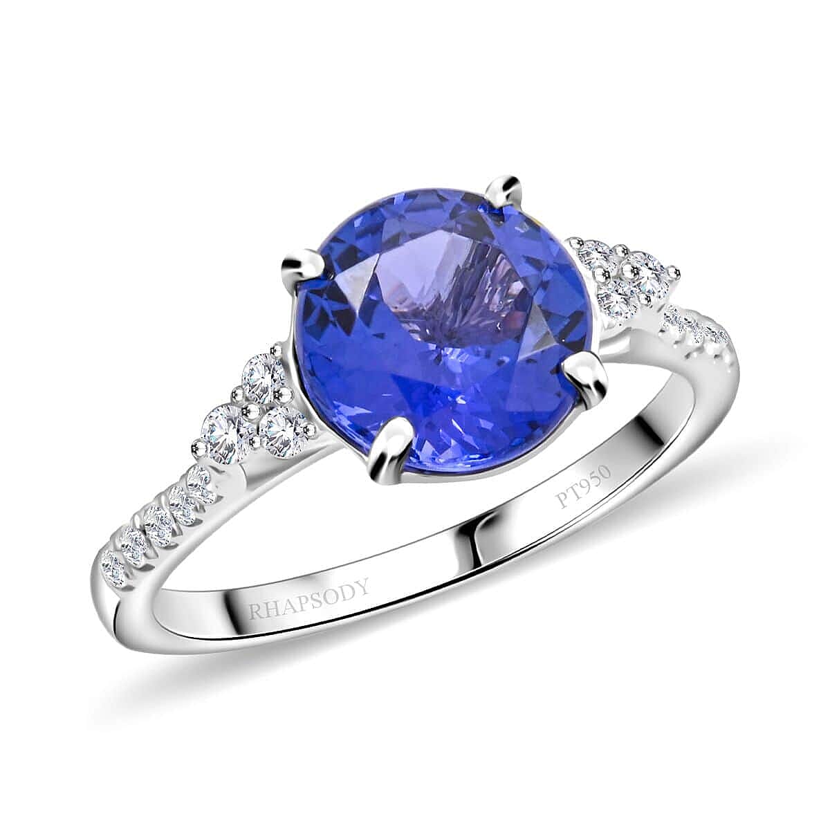 shop lc Certified & Appraised Rhapsody AAAA Tanzanite and E-F VS Diamond 2.80 ctw Ring in 950 Platinum 4 Grams