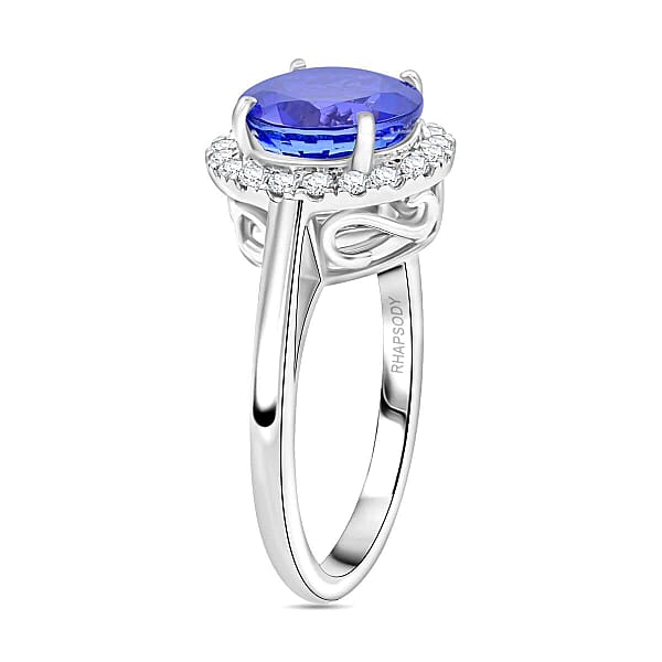 Shop Lc Certified & Appraised Rhapsody AAAA Tanzanite And E-F VS Diamond 3.00 Ctw Ring In 950 Platinum 6.20 Grams