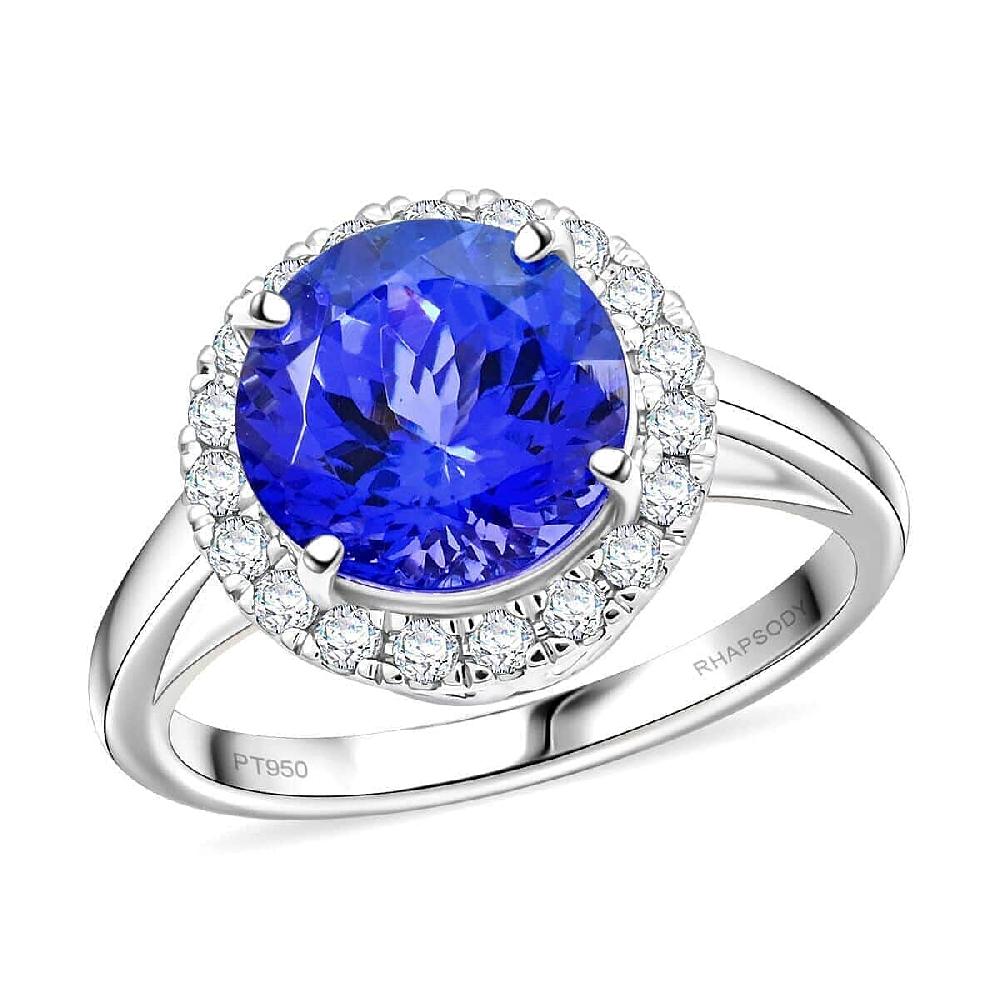 shop lc Certified & Appraised Rhapsody AAAA Tanzanite and E-F VS Diamond 3.00 ctw Ring in 950 Platinum 6.20 Grams