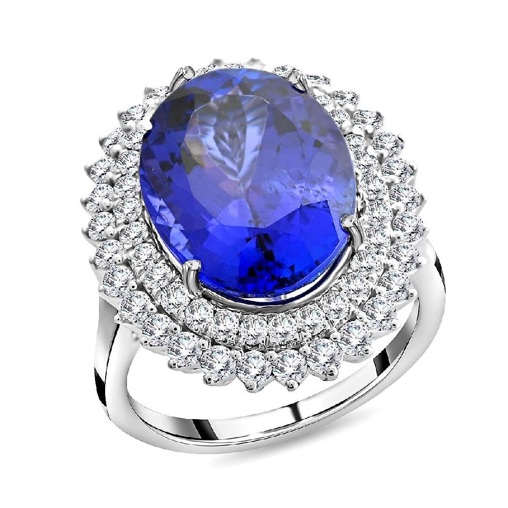 shop lc Certified & Appraised Rhapsody AAAA Tanzanite and E-F VS Diamond 12.00 ctw Ring in 950 Platinum 11.50 Grams