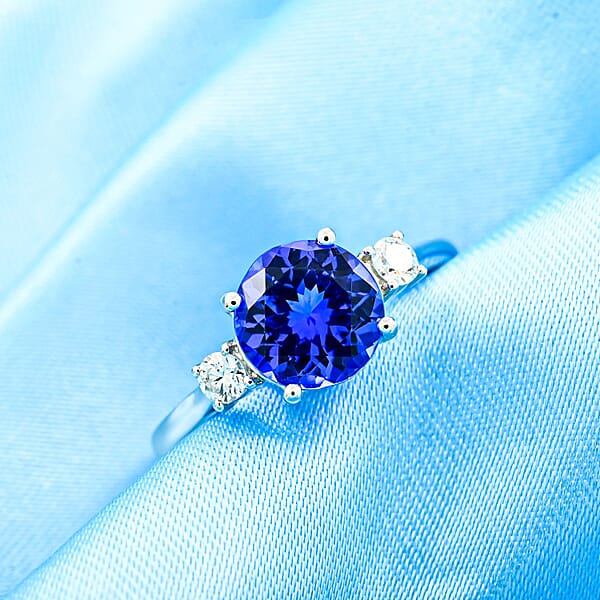Shop Lc Certified & Appraised Rhapsody AAAA Tanzanite And E-F VS Diamond 2.00 Ctw Ring In 950 Platinum 4.54 Grams