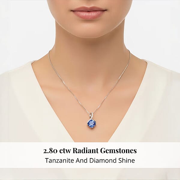 Shop Lc Certified & Appraised Rhapsody AAAA Tanzanite And E-F VS Diamond 2.80 Ctw Pendant Necklace 18 Inches 4.51 Grams