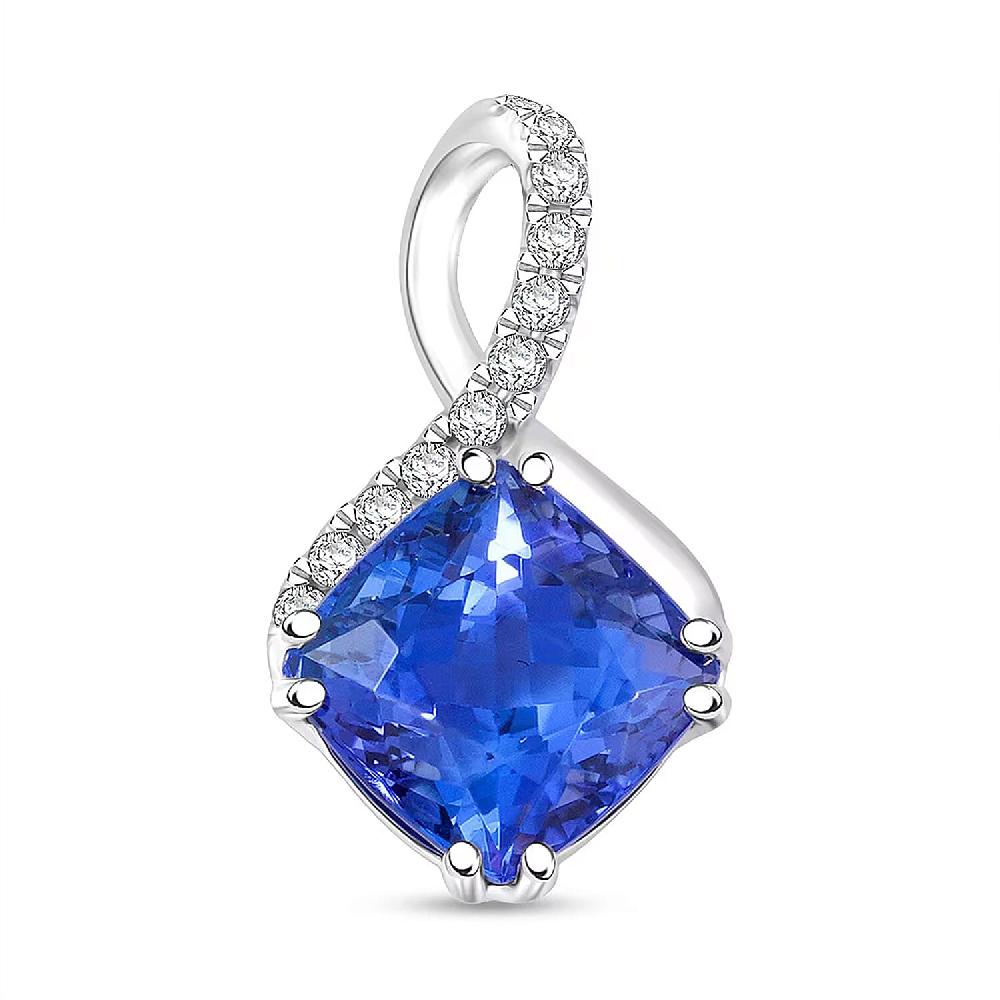 shop lc Certified & Appraised Rhapsody AAAA Tanzanite and E-F VS Diamond 2.80 ctw Pendant Necklace 18 Inches 4.51 Grams