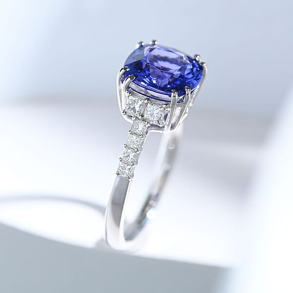 Shop Lc Certified & Appraised Rhapsody AAAA Tanzanite And E-F VS Diamond 4.00 Ctw Ring In 950 Platinum 5 Grams