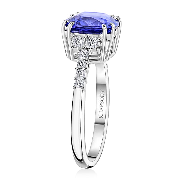 Shop Lc Certified & Appraised Rhapsody AAAA Tanzanite And E-F VS Diamond 4.00 Ctw Ring In 950 Platinum 5 Grams