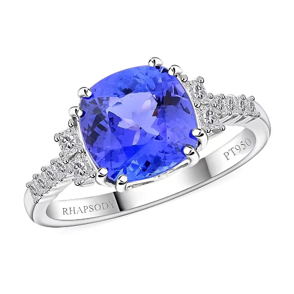 shop lc Certified & Appraised Rhapsody AAAA Tanzanite and E-F VS Diamond 4.00 ctw Ring in 950 Platinum 5 Grams