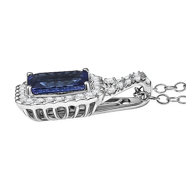 Shop Lc Certified & Appraised Rhapsody AAAA Tanzanite And E-F VS Diamond 2.93 Ctw Pendant Necklace In 950 Platinum 20 Inches