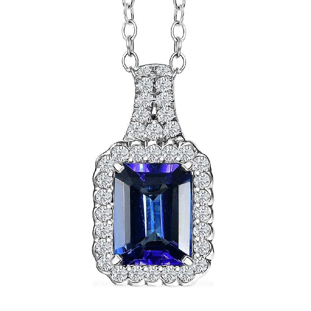 shop lc Certified & Appraised Rhapsody AAAA Tanzanite and E-F VS Diamond 2.93 ctw Pendant Necklace in 950 Platinum 20 Inches