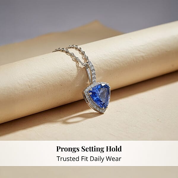 Shop Lc Certified & Appraised Rhapsody AAAA Tanzanite And E-F VS Diamond 3.75 Ctw Halo Pendant Without Chain In 950 Platinum