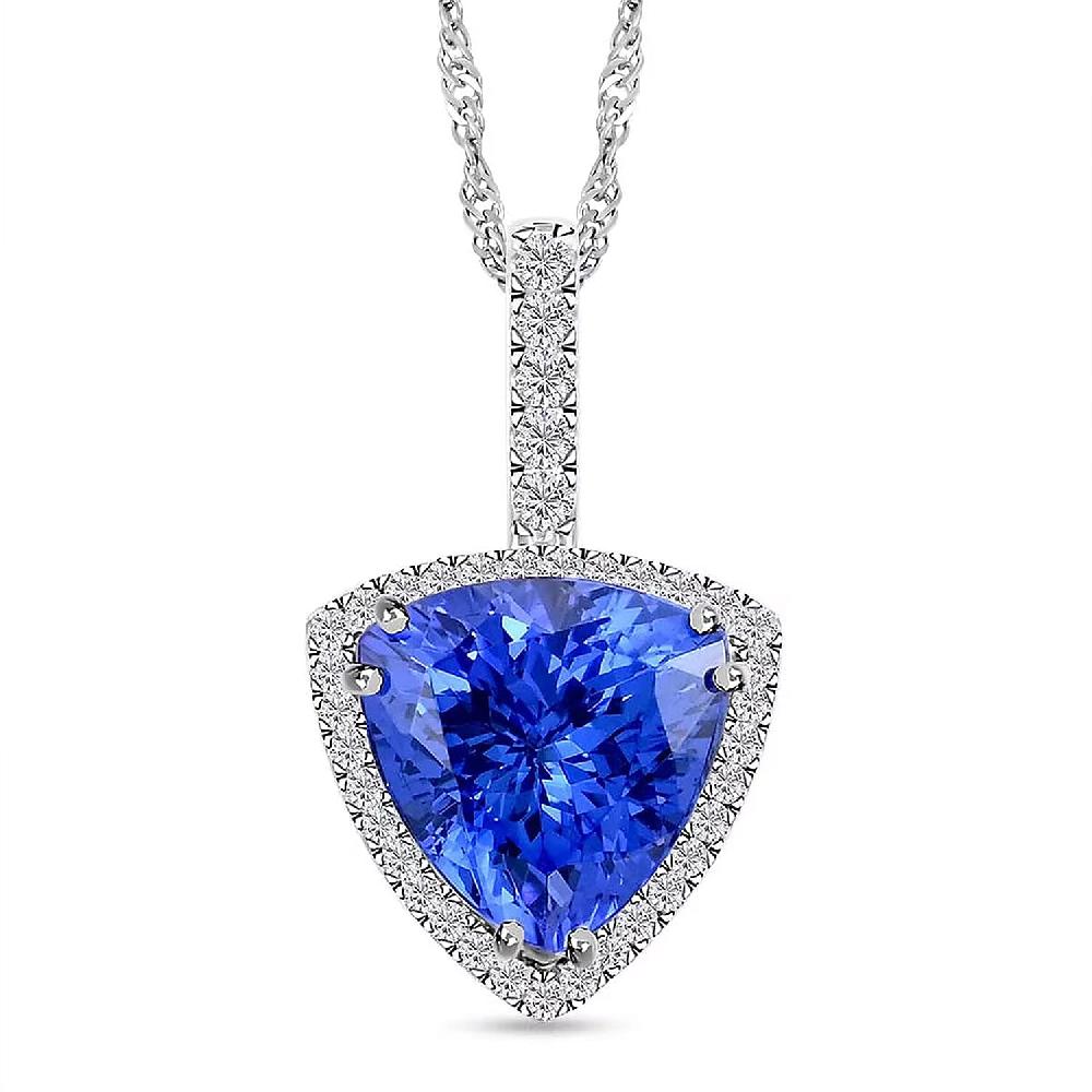 shop lc Certified & Appraised Rhapsody AAAA Tanzanite and E-F VS Diamond 3.75 ctw Halo Pendant without Chain in 950 Platinum