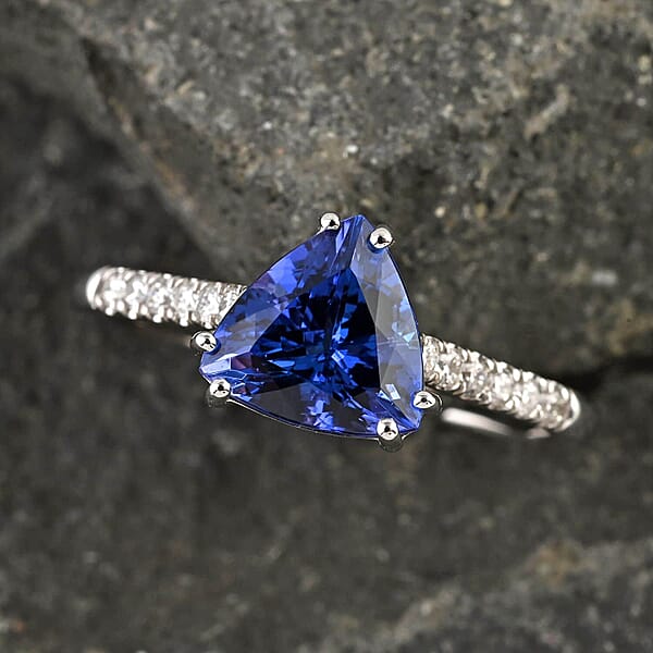 Shop Lc Certified & Appraised Rhapsody AAAA Tanzanite And E-F VS Diamond 2.10 Ctw Solitaire Ring In 950 Platinum 4.50 Grams