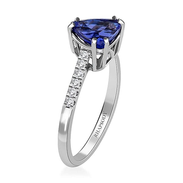 Shop Lc Certified & Appraised Rhapsody AAAA Tanzanite And E-F VS Diamond 2.10 Ctw Solitaire Ring In 950 Platinum 4.50 Grams