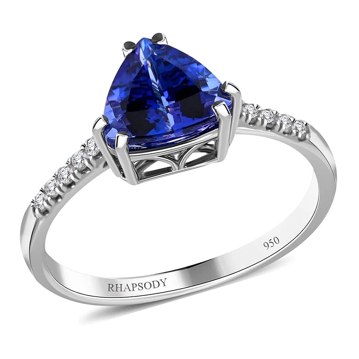 shop lc Certified & Appraised Rhapsody AAAA Tanzanite and E-F VS Diamond 2.10 ctw Solitaire Ring in 950 Platinum 4.50 Grams