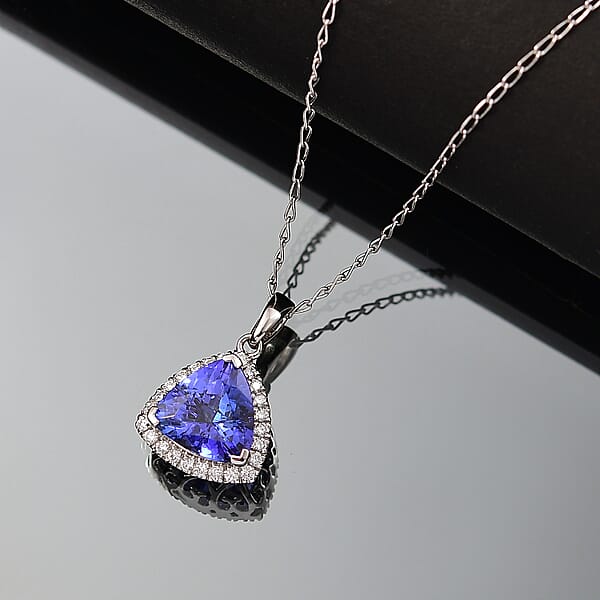 Shop Lc Certified & Appraised Rhapsody AAAA Tanzanite And E-F VS Diamond 3.18 Ctw Pendant Necklace In 950 Platinum 20 Inches (Del. In 10-15 Days)