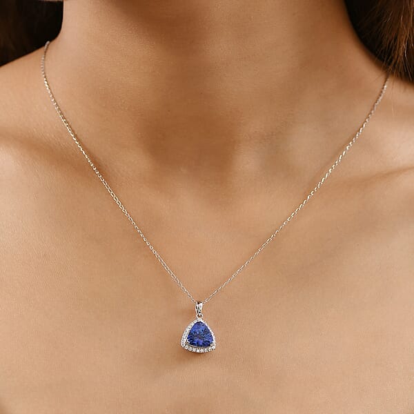 Shop Lc Certified & Appraised Rhapsody AAAA Tanzanite And E-F VS Diamond 3.18 Ctw Pendant Necklace In 950 Platinum 20 Inches (Del. In 10-15 Days)