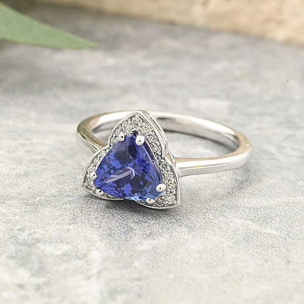 Shop Lc Certified & Appraised Rhapsody AAAA Tanzanite And E-F VS Diamond 1.50 Ctw Ring In 950 Platinum 5.85 Grams