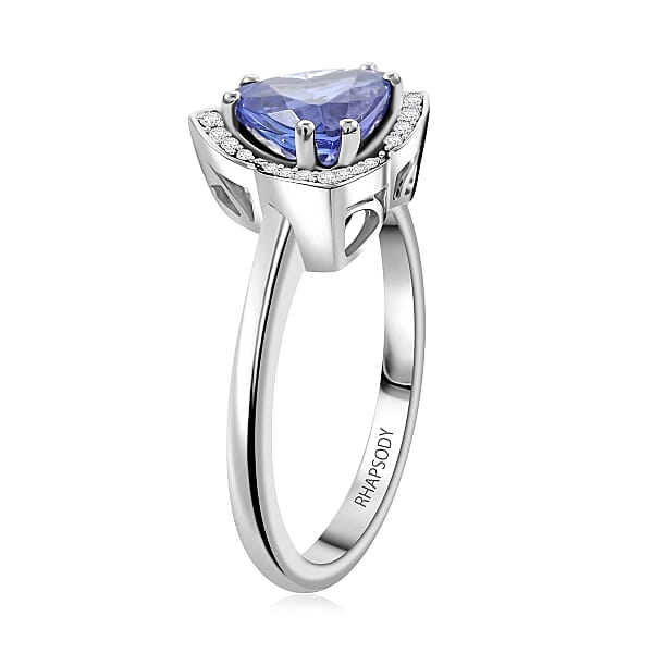 Shop Lc Certified & Appraised Rhapsody AAAA Tanzanite And E-F VS Diamond 1.50 Ctw Ring In 950 Platinum 5.85 Grams