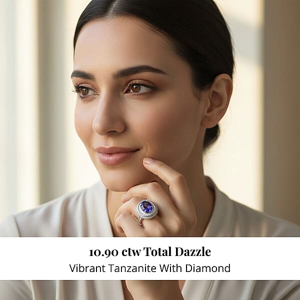 Shop Lc Certified & Appraised Rhapsody AAAA Tanzanite And E-F VS Diamond 6.32 Ctw Ring In 950 Platinum 10.90 Grams