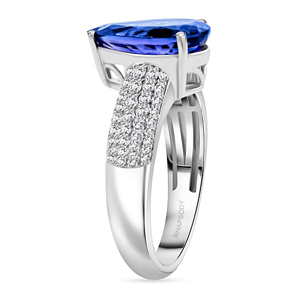 Shop Lc Certified & Appraised Rhapsody AAAA Tanzanite And E-F VS Diamond 4.80 Ctw Ring In 950 Platinum 8.45 Grams