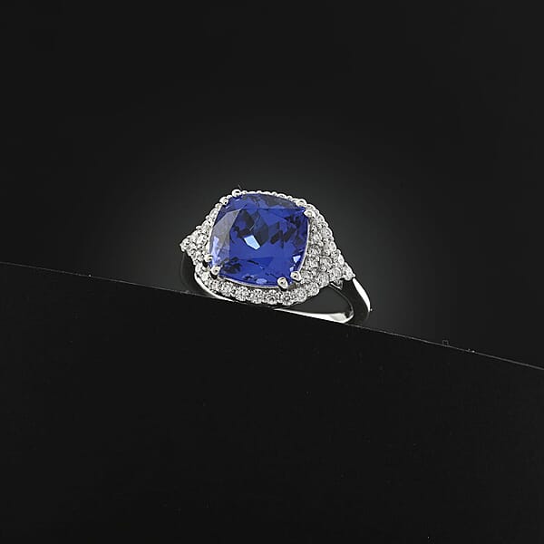 Shop Lc Certified & Appraised Rhapsody AAAA Tanzanite And E-F VS Diamond 6.00 Ctw Ring In 950 Platinum 8.15 Grams