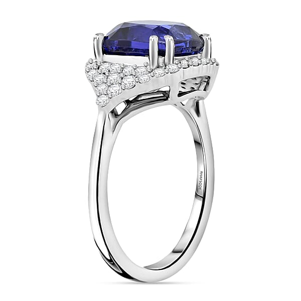 Shop Lc Certified & Appraised Rhapsody AAAA Tanzanite And E-F VS Diamond 6.00 Ctw Ring In 950 Platinum 8.15 Grams