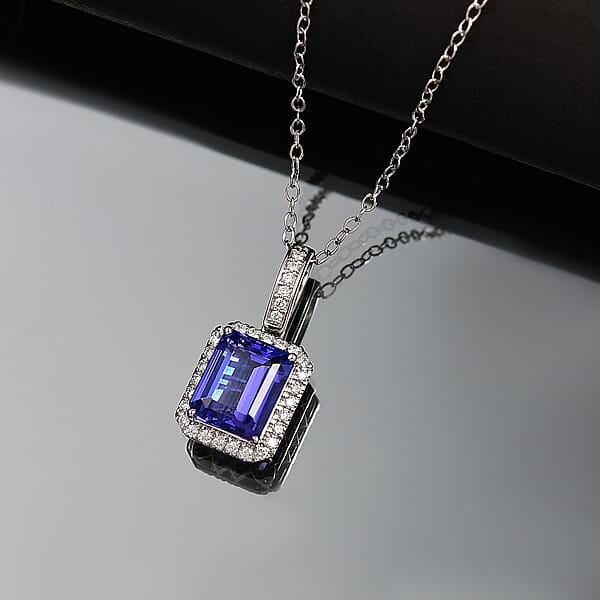 Shop Lc Certified & Appraised Rhapsody AAAA Tanzanite And E-F VS Diamond 4.33 Ctw Pendant Necklace In 950 Platinum 20 Inches (Del. In 10-15 Days)
