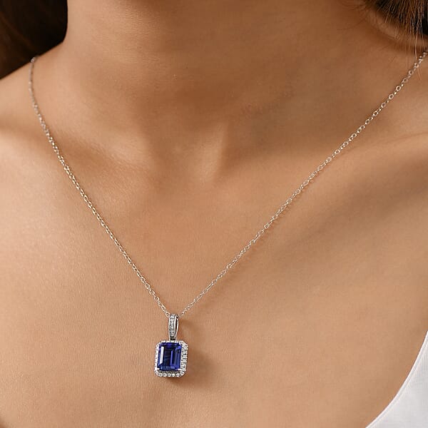 Shop Lc Certified & Appraised Rhapsody AAAA Tanzanite And E-F VS Diamond 4.33 Ctw Pendant Necklace In 950 Platinum 20 Inches (Del. In 10-15 Days)
