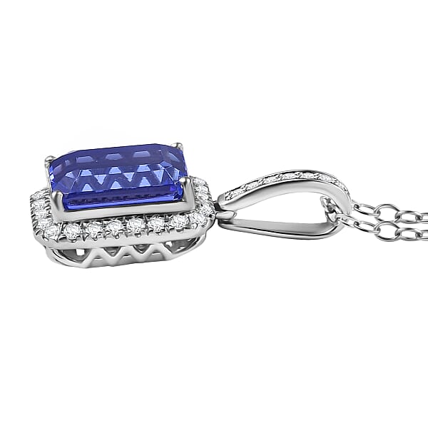 Shop Lc Certified & Appraised Rhapsody AAAA Tanzanite And E-F VS Diamond 4.33 Ctw Pendant Necklace In 950 Platinum 20 Inches (Del. In 10-15 Days)