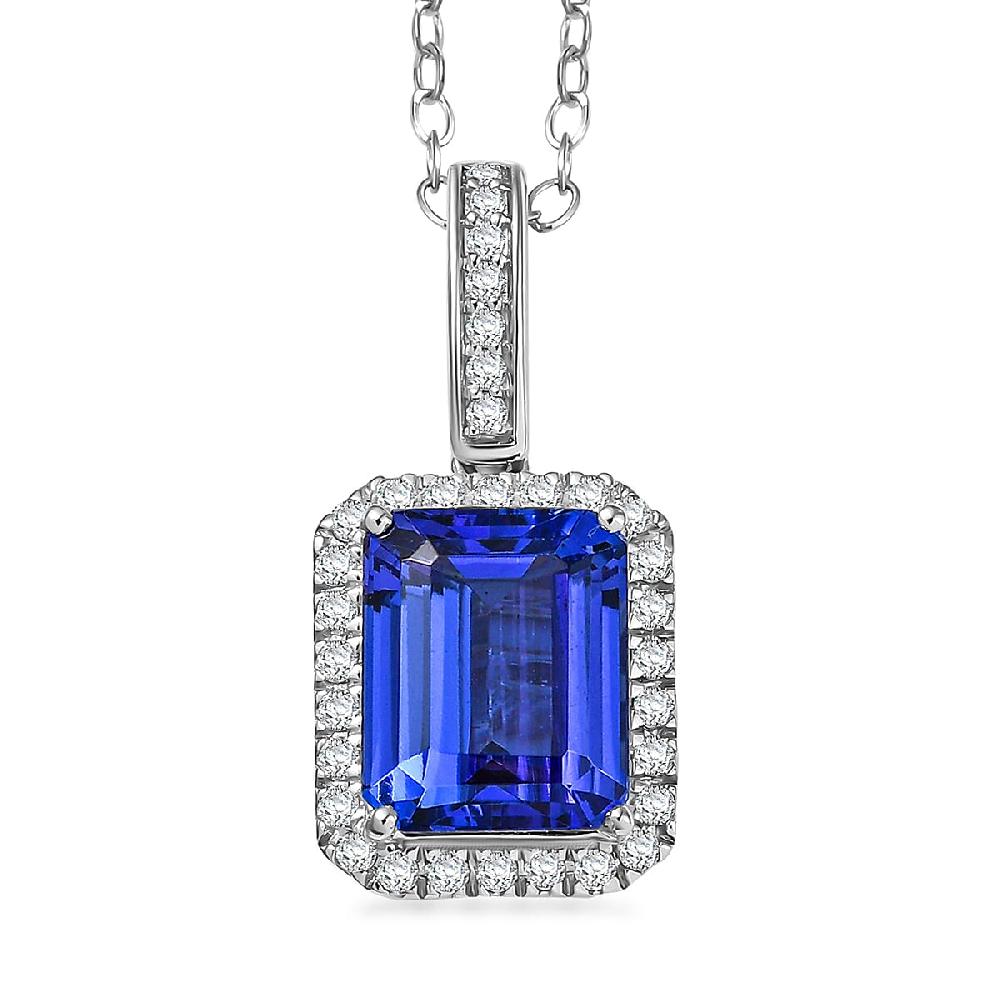 shop lc Certified & Appraised Rhapsody AAAA Tanzanite and E-F VS Diamond 4.33 ctw Pendant Necklace in 950 Platinum 20 Inches (Del. in 10-15 Days)