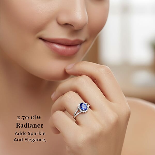 Shop Lc Certified & Appraised Rhapsody AAAA Tanzanite And E-F VS Diamond 2.70 Ctw Ring In 950 Platinum 6.60 Grams