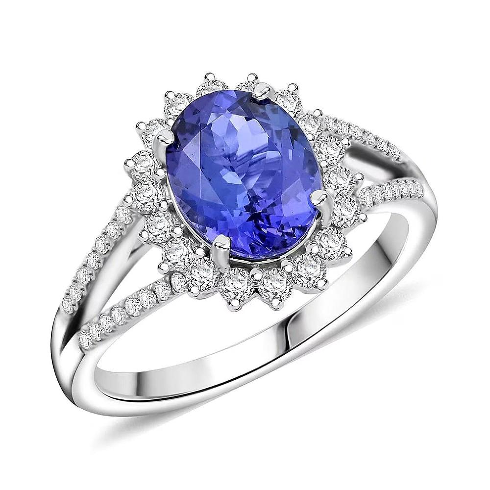 shop lc Certified & Appraised Rhapsody AAAA Tanzanite and E-F VS Diamond 2.70 ctw Ring in 950 Platinum 6.60 Grams