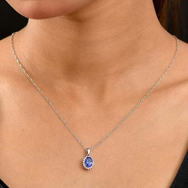 Shop Lc Certified & Appraised Rhapsody AAAA Tanzanite And E-F VS Diamond 1.76 Ctw Sunburst Pendant Necklace In 950 Platinum 20 Inches (Del. In 10-15 Days)