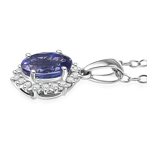 Shop Lc Certified & Appraised Rhapsody AAAA Tanzanite And E-F VS Diamond 1.76 Ctw Sunburst Pendant Necklace In 950 Platinum 20 Inches (Del. In 10-15 Days)