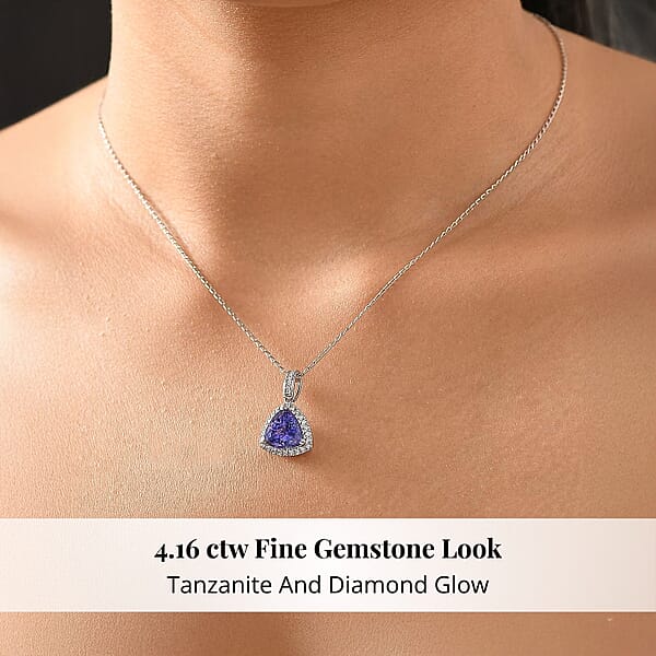Shop Lc Certified & Appraised Rhapsody AAAA Tanzanite And E-F VS Diamond 4.16 Ctw Pendant Necklace In 950 Platinum (20 Inches) (Del. In 10-15 Days)
