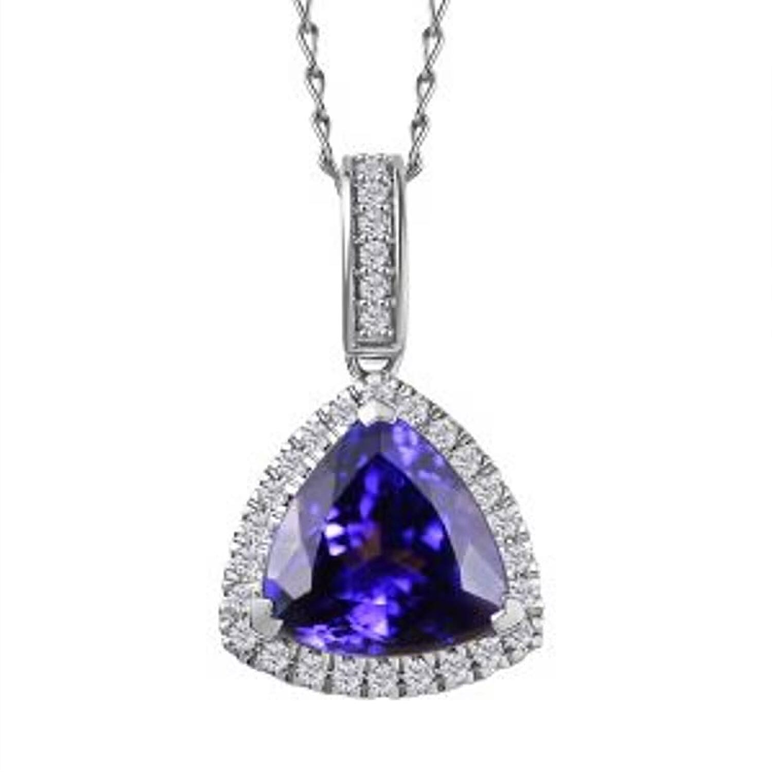 shop lc Certified & Appraised Rhapsody AAAA Tanzanite and E-F VS Diamond 4.16 ctw Pendant Necklace in 950 Platinum (20 Inches) (Del. in 10-15 Days)