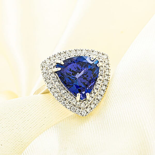 Shop Lc Certified & Appraised Rhapsody AAAA Tanzanite And E-F VS Diamond 4.00 Ctw Ring In 950 Platinum 7.30 Grams