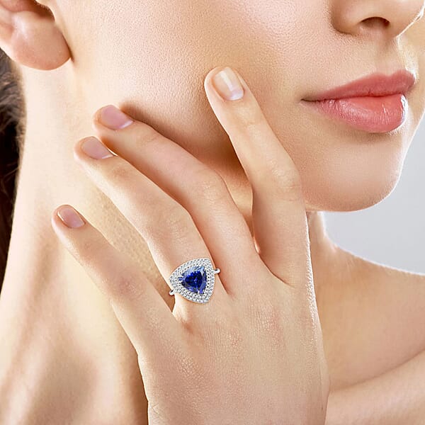Shop Lc Certified & Appraised Rhapsody AAAA Tanzanite And E-F VS Diamond 4.00 Ctw Ring In 950 Platinum 7.30 Grams