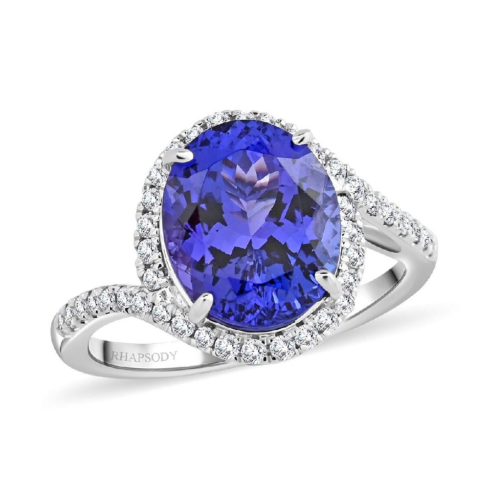 shop lc Certified & Appraised Rhapsody AAAA Tanzanite and E-F VS Diamond 4.30 ctw Ring in 950 Platinum 6.50 Grams