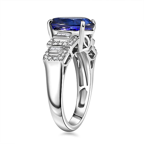 Shop Lc Certified & Appraised Rhapsody AAAA Tanzanite And E-F VS Diamond 4.50 Ctw Ring In 950 Platinum 7.95 Grams